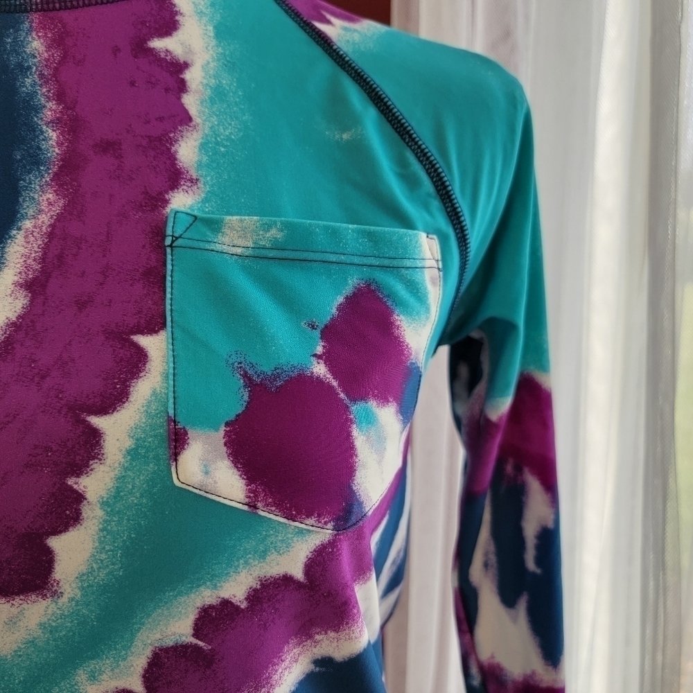 J Crew Crewcuts UPF50+ Tie-Dye Patterned Rashguard Shirt Youth Size 14 - Picture 2 of 9